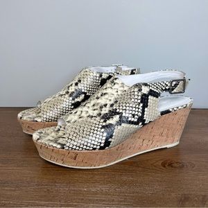 DONALD J PLINER Wedge Heel Fleur 2 Python Snakeskin Leather Slingback Sandal